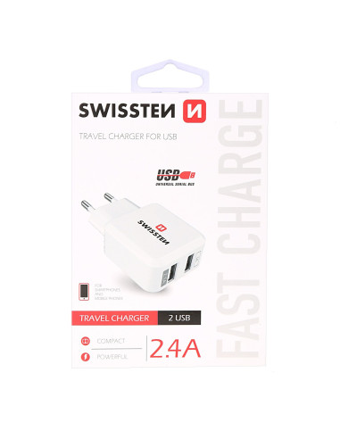 2,4A 5V 2x USB Bianco