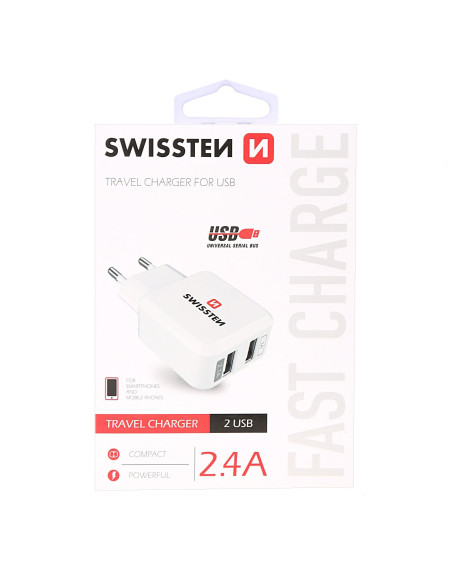 2,4A 5V 2x USB Bianco