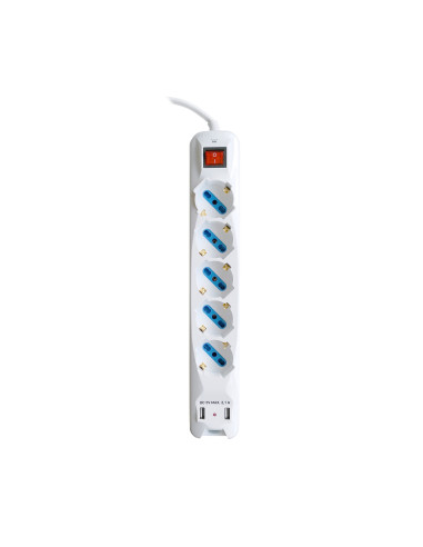 Multipresa con 5 prese universali a 45° + 2 USB 2,1A