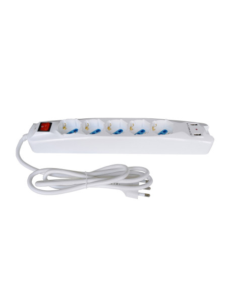 Multipresa con 5 prese universali a 45° + 2 USB 2,1A