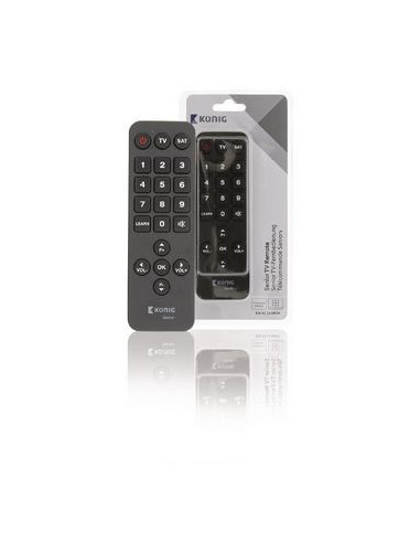 Remote control, pre-programmed, 2xAAA/LR03, Universal, senior