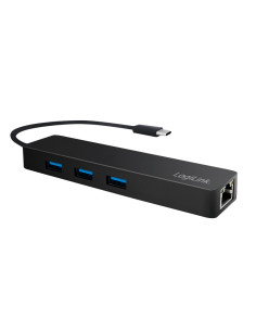 USB-C 3-port hub USB-A 3.0, con Gigabit LAN Nero