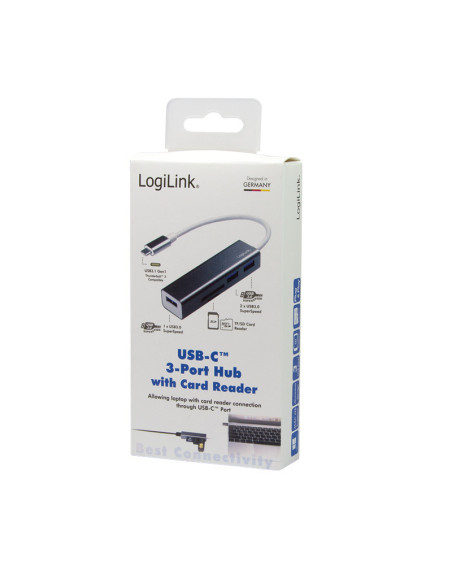 USB-C 3.0, 3-port hub con Card Reader