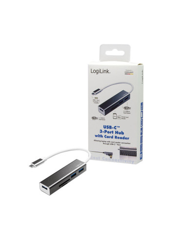 USB-C 3.0, 3-port hub con Card Reader