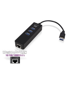 Hub 3 Porte USB 3.0 +  Porta Ethernet Black