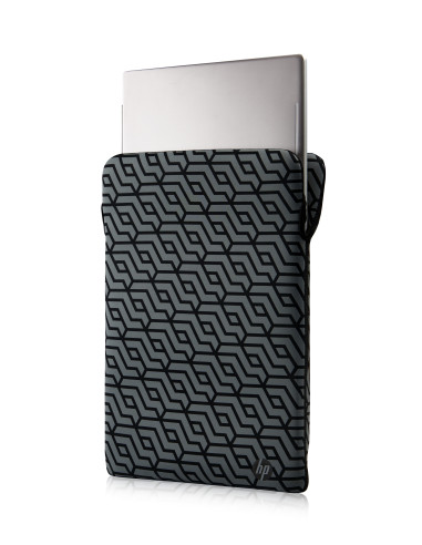 14", Sleeve for laptop, Reversible - Geometric, grey, neoprene