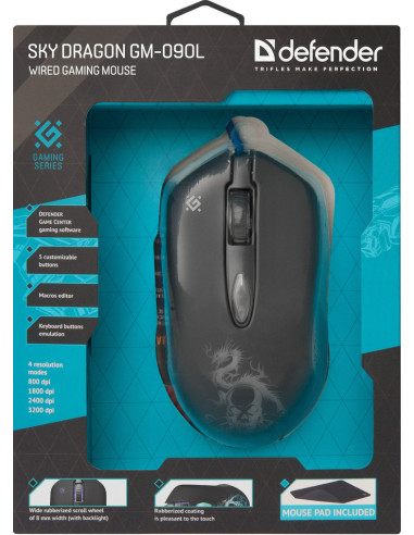 SKY DRAGON GM-090L, 800-3200 DPI, RGB