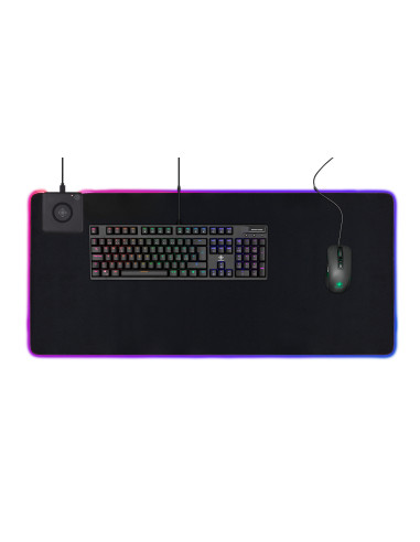 Gaming Mousepad RGB XL (900x400)mm con Caricatore Wireless per Smartphone 10W Fast-Charge