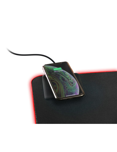 Gaming Mousepad RGB XL (900x400)mm con Caricatore Wireless per Smartphone 10W Fast-Charge