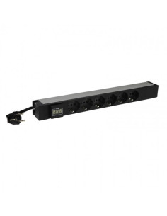 Multipresa da Rack 19", 6 Prese Shuko con Amperometro Integrato