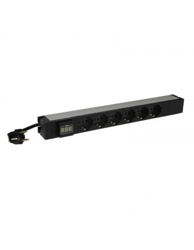 Multipresa da Rack 19", 6 Prese Shuko con Amperometro Integrato