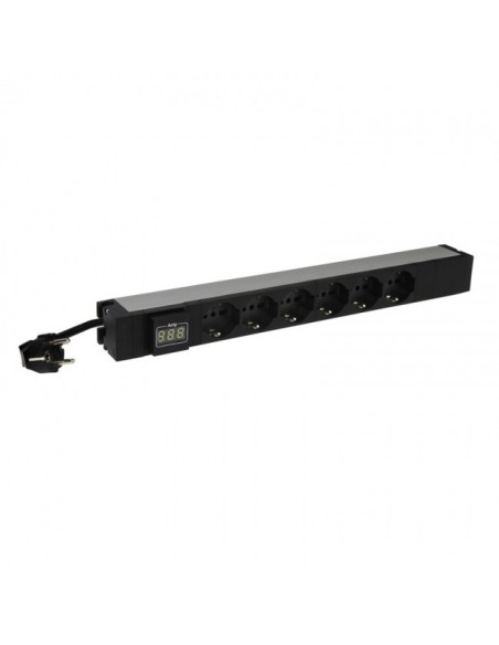 Multipresa da Rack 19", 6 Prese Shuko con Amperometro Integrato
