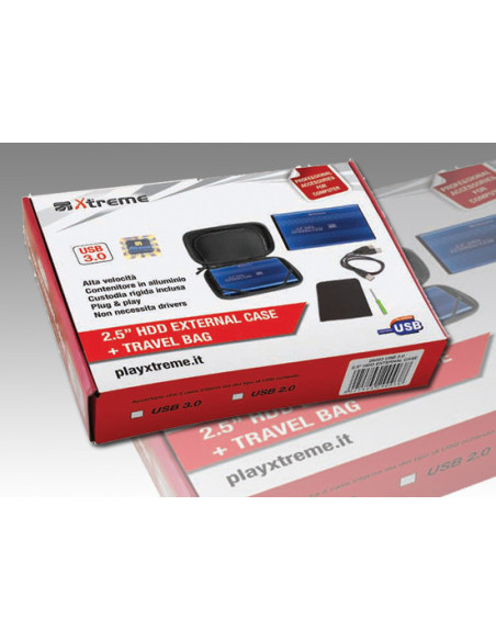 Storage Drive Enclosure 2.5" HDD  USB 3,0 + Travel Bag Black/Blue