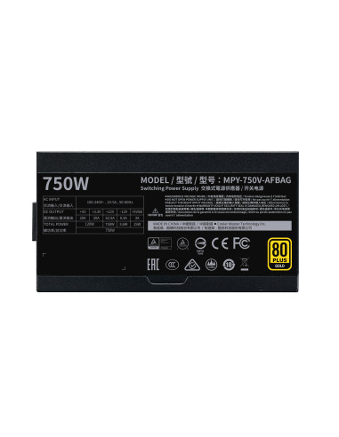 750W V750 Gold-V2 80+ Full-Modular Ventola FDB Silenziosa 135mm Modalità Semi-Fanless Black Edition