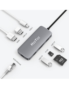 Docking Station USB-C 8in1 con Adattatore Porta USB C Thunderbolt 3, RJ45 Ethernet, USB 3.0, USB 2.0, 4K HDMI, 100W PD, SD/TF 2