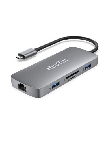 Docking Station USB-C 8in1 con Adattatore Porta USB C Thunderbolt 3, RJ45 Ethernet, USB 3.0, USB 2.0, 4K HDMI, 100W PD, SD/TF