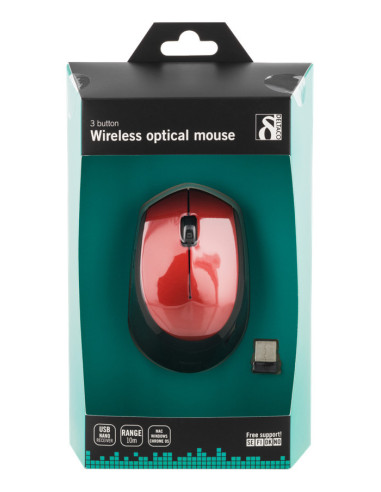 Mouse Wireless 1200DPI, Black/Red