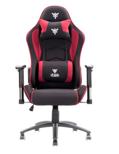 Gaming Chair PLAYCOM FM20 - Tessuto, Doppio Cuscino, Braccioli  Nero/Rosso 2