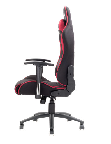Gaming Chair PLAYCOM FM20 - Tessuto, Doppio Cuscino, Braccioli  Nero/Rosso
