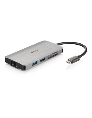 8-in-1 USB-C HDMI-4k LAN-RJ45-1Gb Card-Reader-SD-mSD Hub-USB A e C