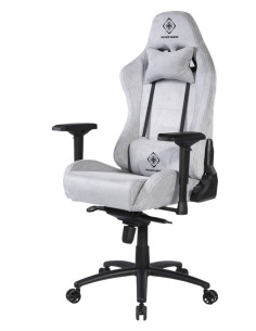 Gaming chair soft Alcantara light-grey DC440D ergonomica, doppio cuscinetto nuca-schiena