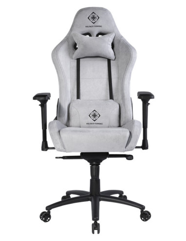Gaming chair soft Alcantara light-grey DC440D ergonomica, doppio cuscinetto nuca-schiena