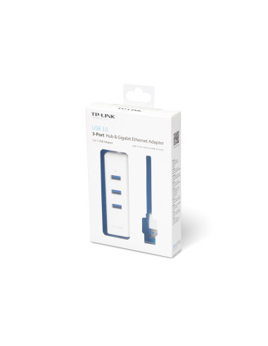 UE330 HUB USB 3.2 Gen Type-A White 3 USB-A 3.0 Ports 1 Gigabit Ethernet