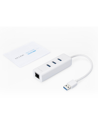 UE330 HUB USB 3.2 Gen Type-A White 3 USB-A 3.0 Ports 1 Gigabit Ethernet