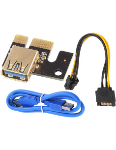 Riser Ver009S USB 3.0 PCI-E Express 1X 4x 8x 16x Extender Riser Adapter Card SATA 15pin to 6 pin Power Cable 2