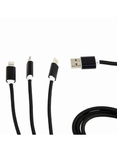 Cavo ricarica USB 3-in-1, nero, 1 mt