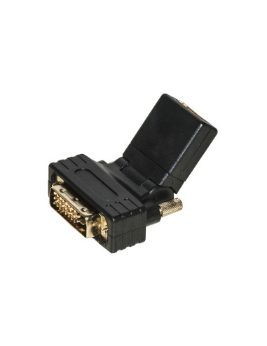 DVI (24+1) maschio - HDMI femmina, inclinabile e routabile, Nero
