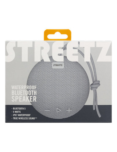 Waterproof BT speaker, TWS, IPX7, 5 W, gray