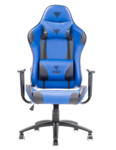 PLAYCOM PM20 Gaming Chair PVC Doppio Cuscino Schienale Reclinabile Blue/Black 2