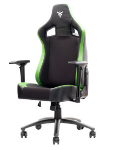 SCOUT PM30 Gaming Chair PVC e Tessuto Black/Greencon Poggiatesta, Cuscino Lombare, braccioli 4D