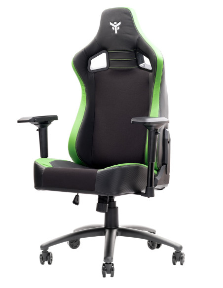 SCOUT PM30 Gaming Chair PVC e Tessuto Black/Greencon Poggiatesta, Cuscino Lombare, braccioli 4D