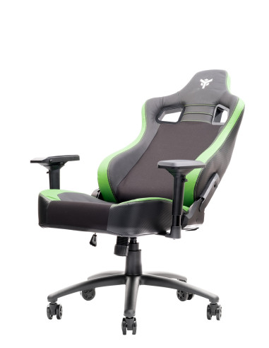 SCOUT PM30 Gaming Chair PVC e Tessuto Black/Greencon Poggiatesta, Cuscino Lombare, braccioli 4D