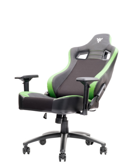 SCOUT PM30 Gaming Chair PVC e Tessuto Black/Greencon Poggiatesta, Cuscino Lombare, braccioli 4D