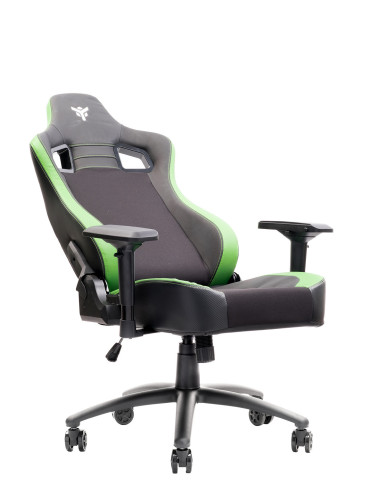 SCOUT PM30 Gaming Chair PVC e Tessuto Black/Green con Poggiatesta, Cuscino Lombare, braccioli 4D