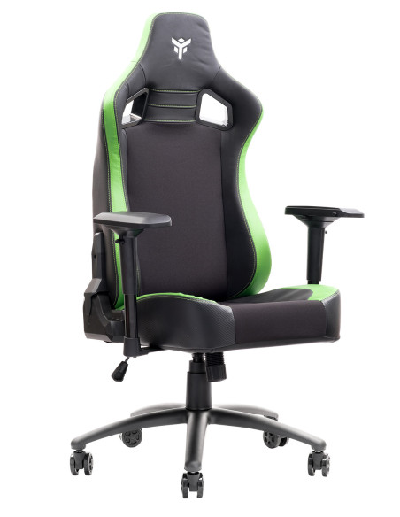 SCOUT PM30 Gaming Chair PVC e Tessuto Black/Greencon Poggiatesta, Cuscino Lombare, braccioli 4D