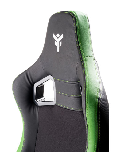 SCOUT PM30 Gaming Chair PVC e Tessuto Black/Greencon Poggiatesta, Cuscino Lombare, braccioli 4D