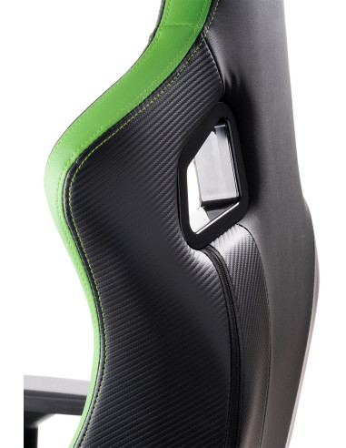 SCOUT PM30 Gaming Chair PVC e Tessuto Black/Greencon Poggiatesta, Cuscino Lombare, braccioli 4D