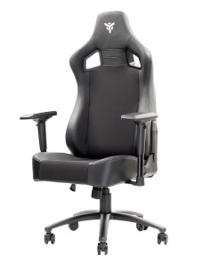SCOUT PM30 Gaming Chair PVC e Tessuto Black/White con Poggiatesta, Cuscino Lombare, braccioli 4D