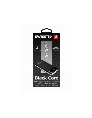 30.000mAh Power Bank Quick Charge 3.0, Black, White 18W 3A