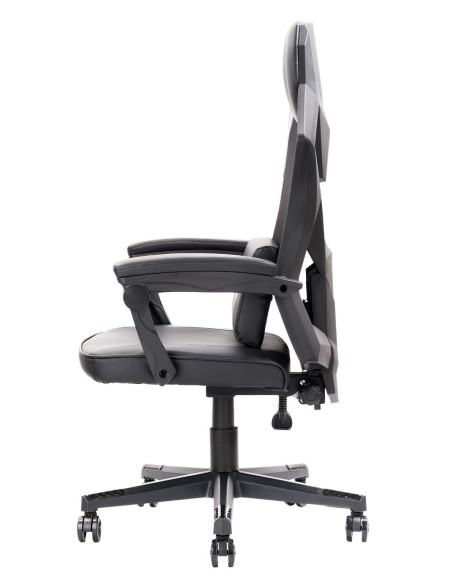 4CREATORS CF50 Sedia Gaming, Seduta in ecopelle, Schienale in Rete, Nero/Nero