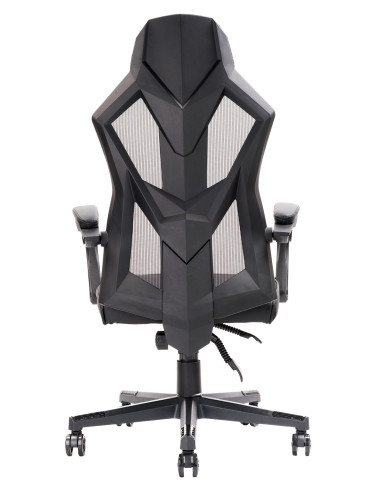 4CREATORS CF50 Sedia Gaming, Seduta in ecopelle, Schienale in Rete, Nero/Nero