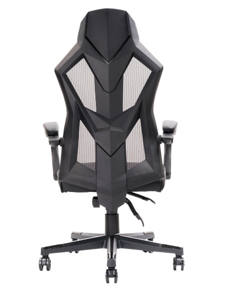4CREATORS CF50 Sedia Gaming, Seduta in ecopelle, Schienale in Rete, Nero/Nero