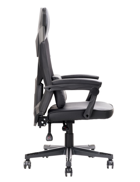 4CREATORS CF50 Sedia Gaming, Seduta in ecopelle, Schienale in Rete, Nero/Nero