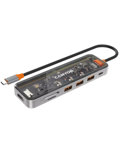 Hub DS-13 7 in 1 4k USB-C Transparent Space Grey