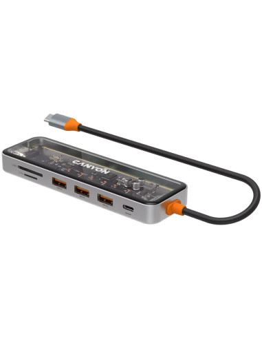 Hub DS-13 7 in 1 4k USB-C Transparent Space Grey