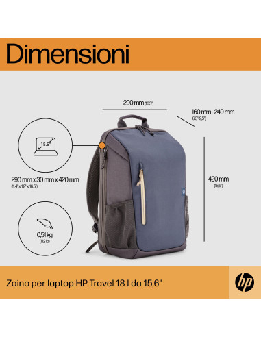 15,6'' Zaino per laptop Travel Blue Night da 18 litri